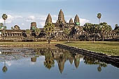 Angkor Wat temple, reflections of the gopura of the third enclosure.